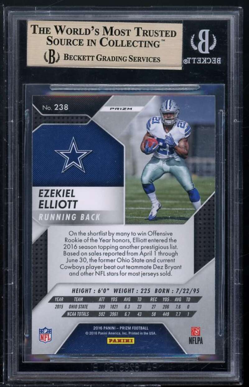 Ezekiel Elliott Rookie Card 2016 Panini Prizm #238 BGS 9.5 (10 9.5 9.5 9.5) Image 2