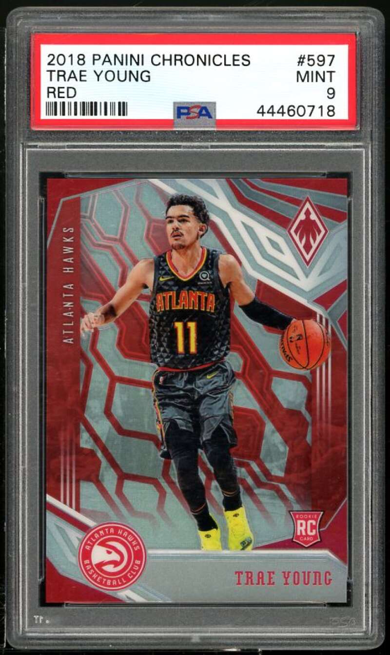 Trae Young Rookie Card 2018-19 Panini Chronicles Red #597 PSA 9 Image 1