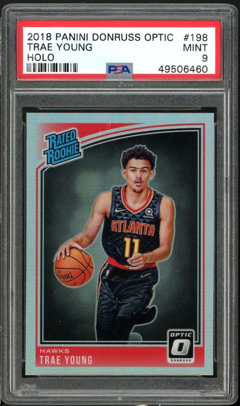 Trae Young Rookie Card 2018-19 Panini Donruss Optic Holo #198 PSA 9 Image 1