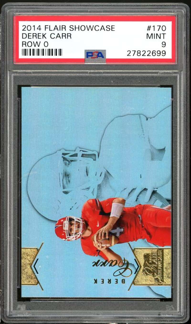 Derek Carr Rookie Card 2014 Flair Showcase Row 0 #170 PSA 9 Image 1