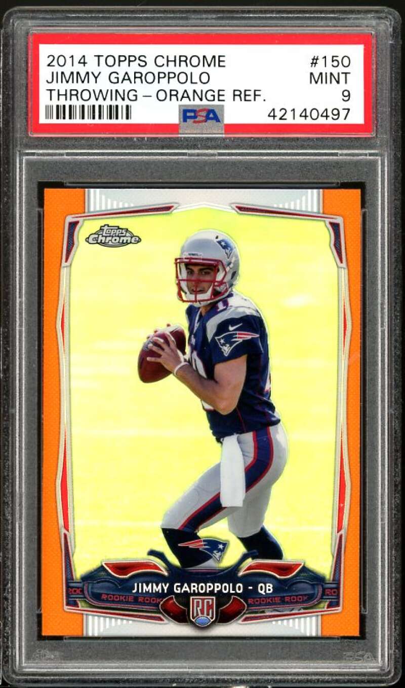 Jimmy Garoppolo Rookie Card 2014 Topps Chrome Orange Refractor #150 PSA 9 Image 1