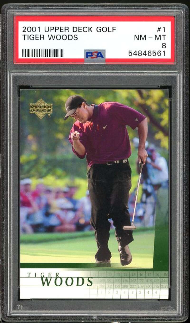 Tiger Woods Rookie Cad 2001 Upper Deck Gold #1 PSA 8 Image 1