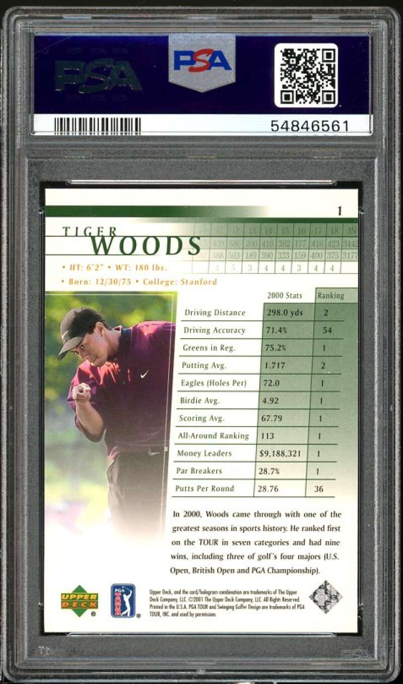 Tiger Woods Rookie Cad 2001 Upper Deck Gold #1 PSA 8 Image 2