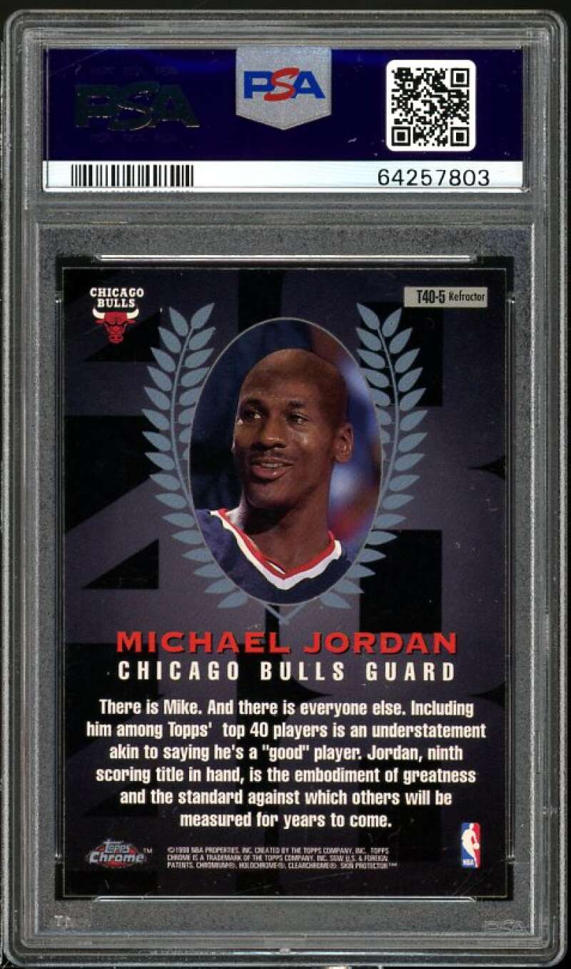 Michael Jordan Card 1997-98 Topps Chrome Topps 40 Refractor #T5 PSA 8 Image 2