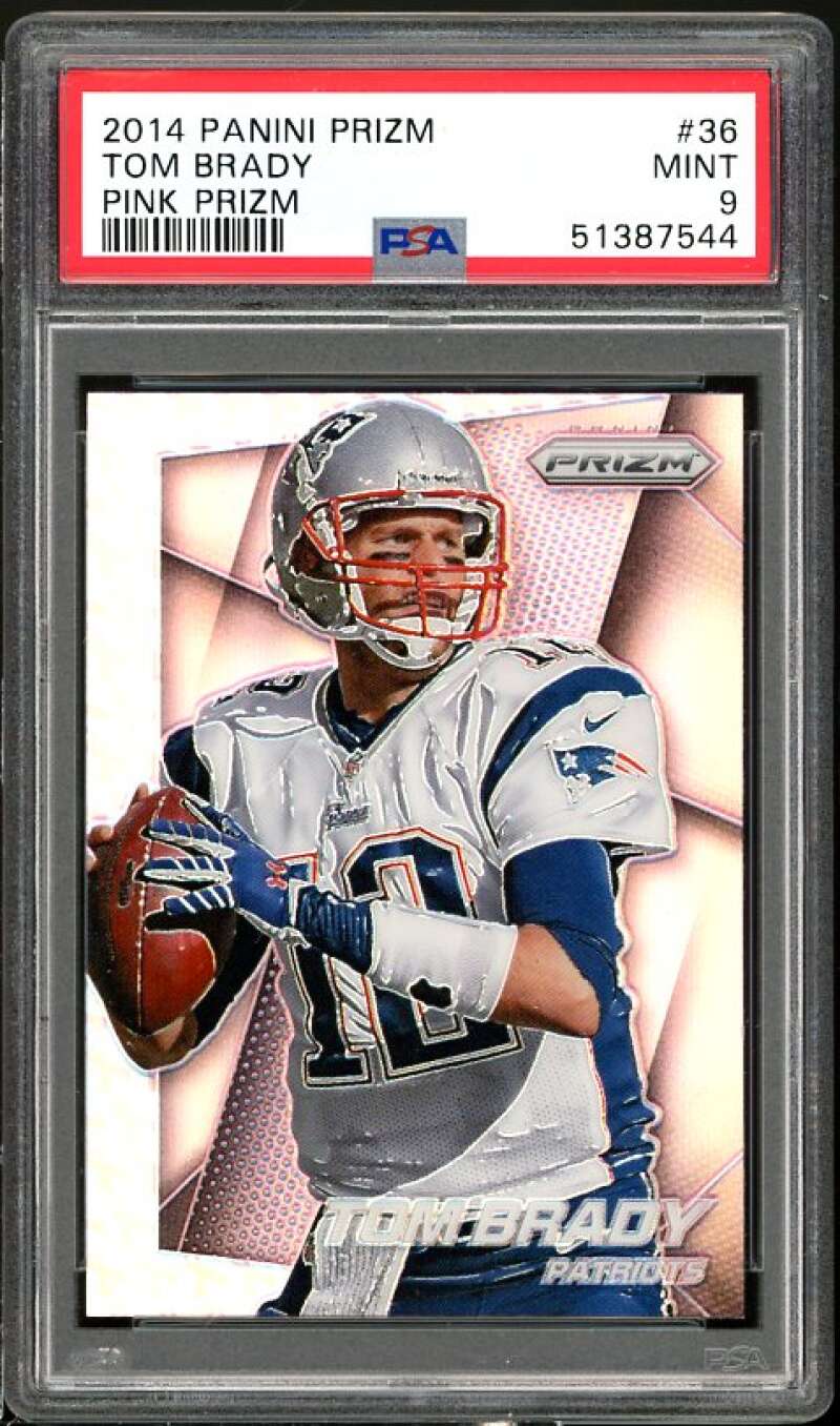 Tom Brady Card 2014 Panini Prizm Pink Prizm #36 PSA 9 Image 1