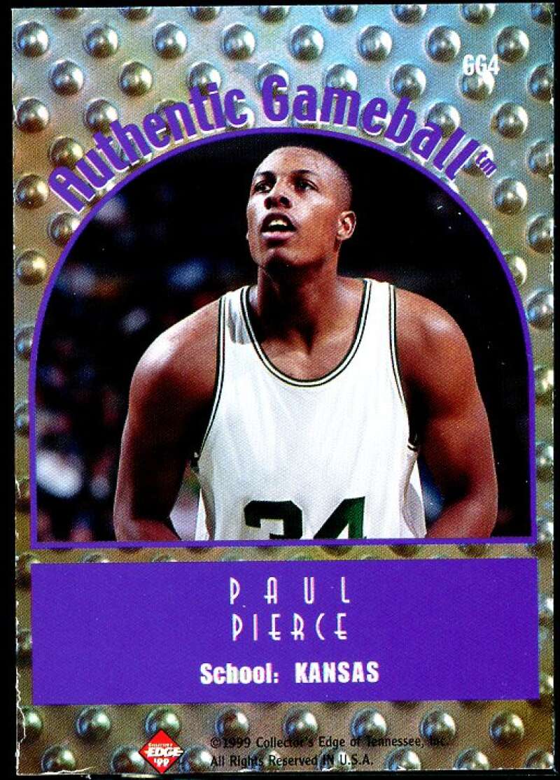 Paul Pierce Card 1999 Collector's Edge Rookie Rage Game Ball #GG4  Image 2