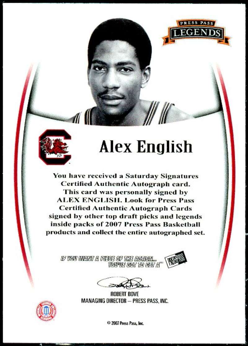 Alex English Card 2007-08 Press Pass Legends Signatures #62  Image 2