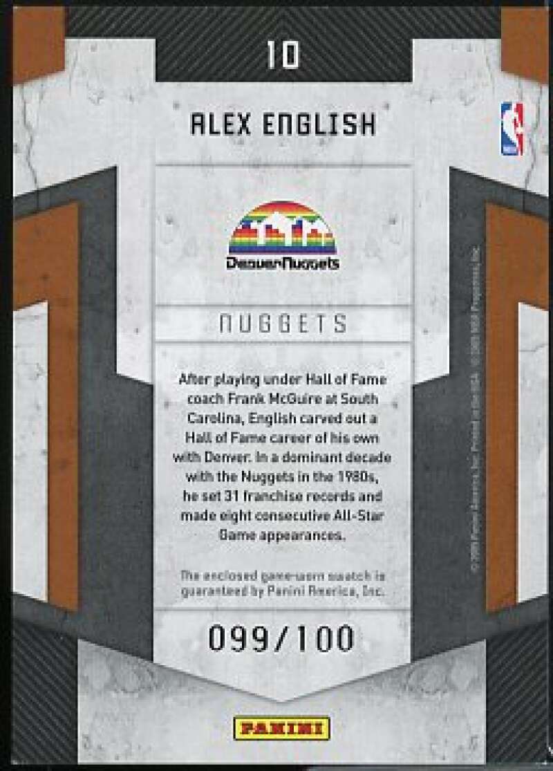 Alex English Card 2009-10 Panini Threads Legends Materials #10  Image 2