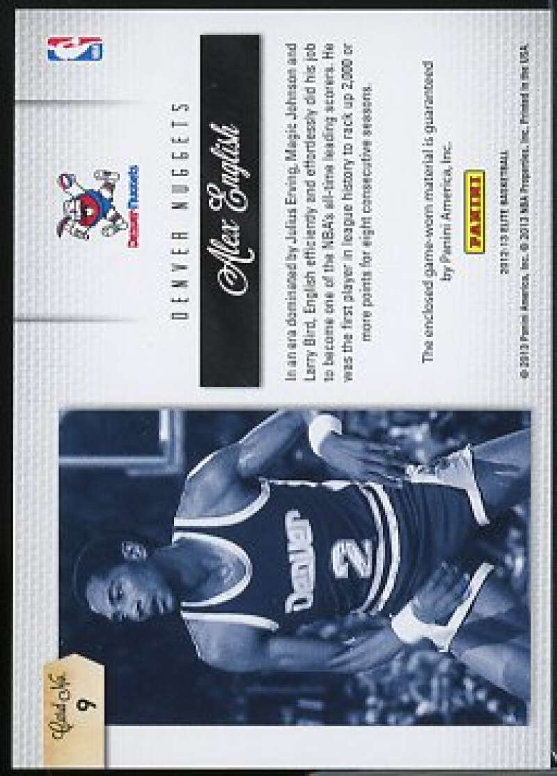 Alex English Card 2012-13 Elite Throwback Threads #9  Image 2