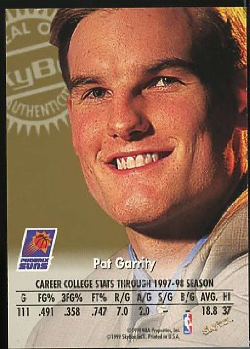 Pat Garrity Card 1998-99 SkyBox Premium Autographics #45  Image 2