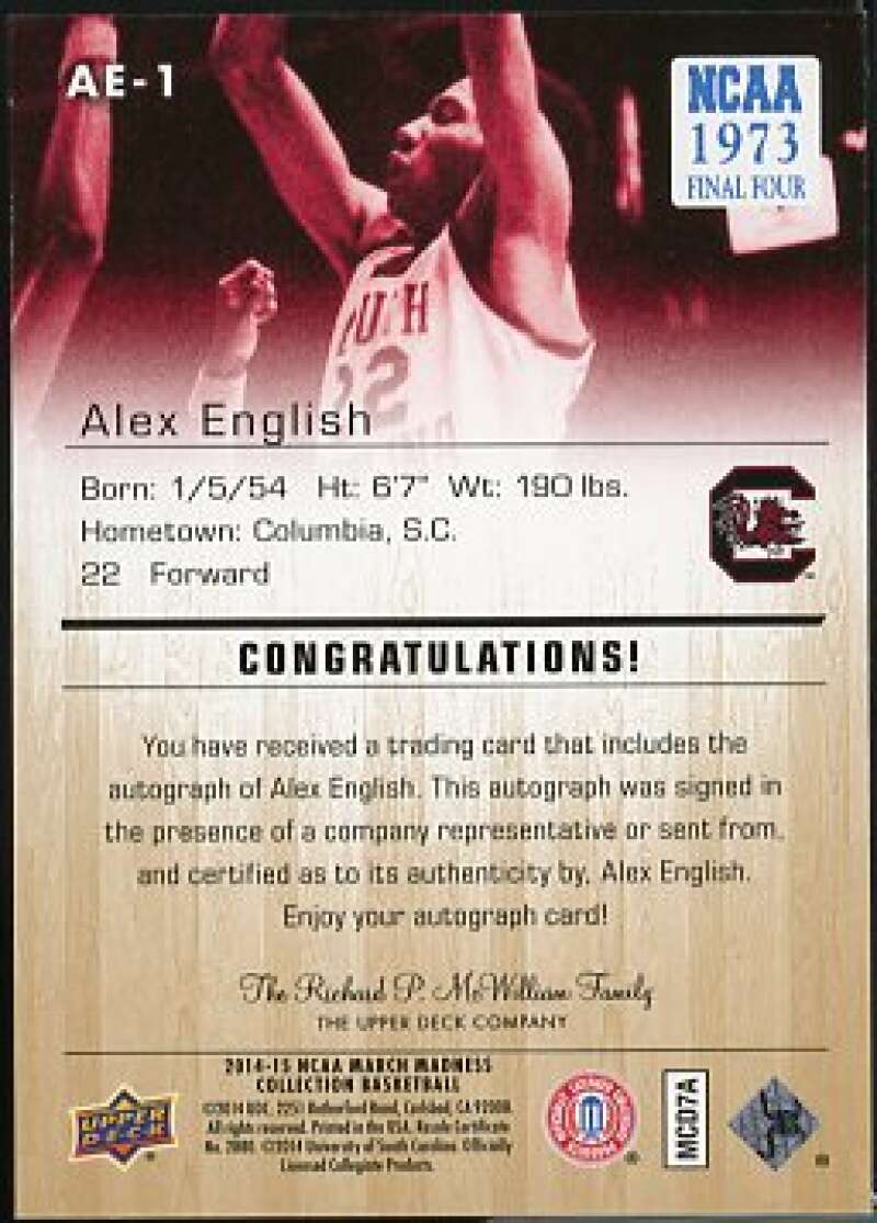 Alex English 2014 Upper Deck March Madness Collection Gold Foil Autographs #AE1  Image 2