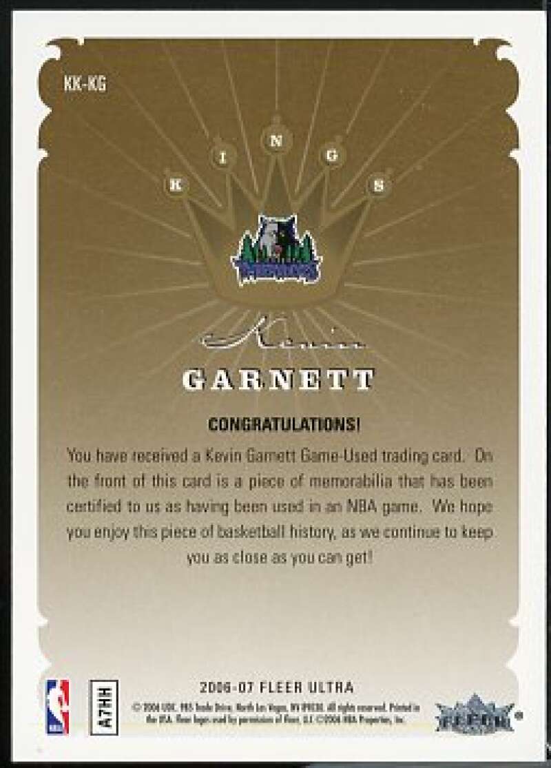 Kevin Garnett Card 2006-07 Ultra Kings of the Court #KKKG  Image 2