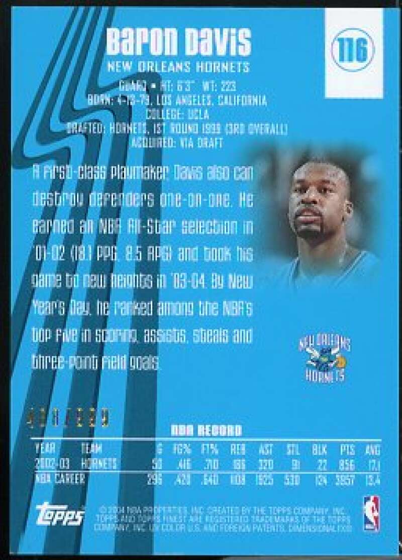 Baron Davis Card 2003-04 Finest Jersey #116  Image 2