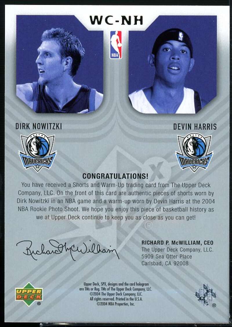 Dirk Nowitzki/Devin Harris Card 2004-05 SPx Winning Materials Combos #NH  Image 2