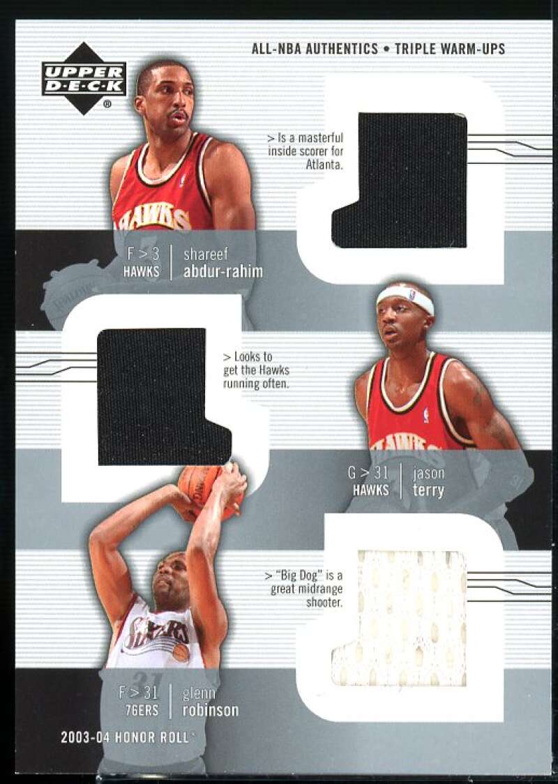 Abdur-Rahim / Robinson / Terry 2003-04 Upper Deck Honor Roll Triple Warm Ups #8  Image 1