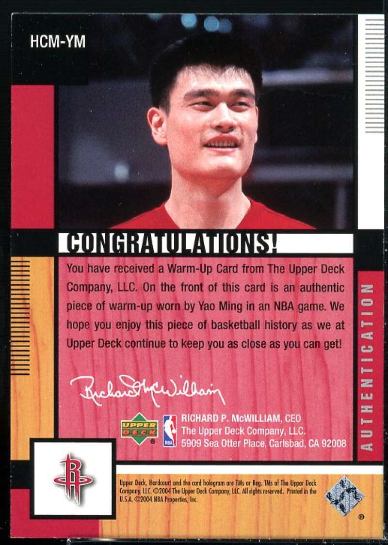 Yao Ming Card 2004-05 Upper Deck Hardcourt Materials Combo #YM  Image 2