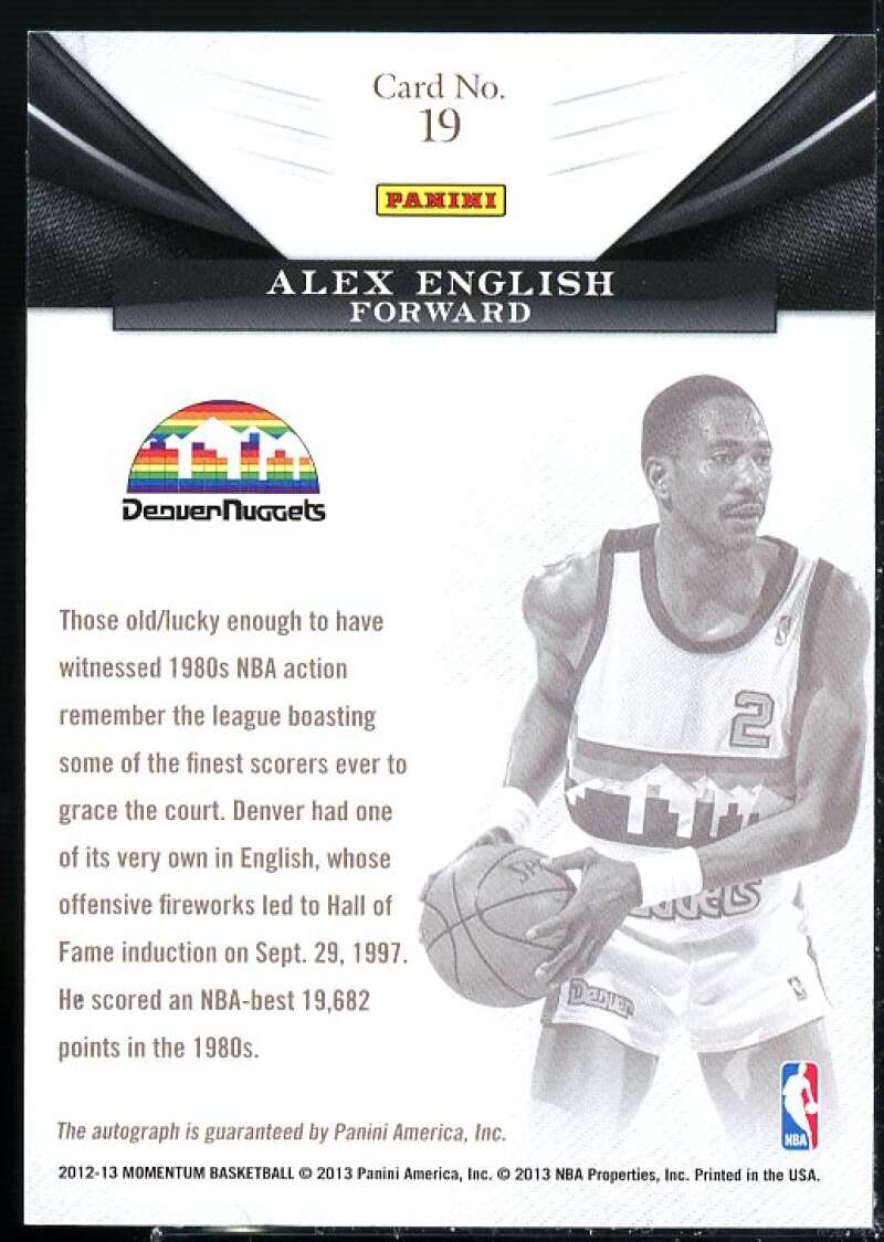 Alex English Card 2012-13 Momentum Monumental Marks #19  Image 2