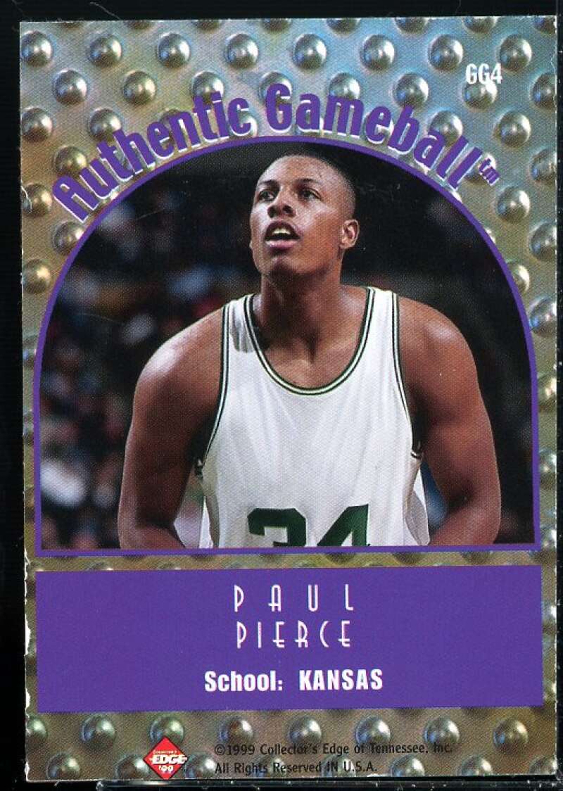 Paul Pierce Card 1999 Collector's Edge Rookie Rage Game Ball #GG4  Image 2