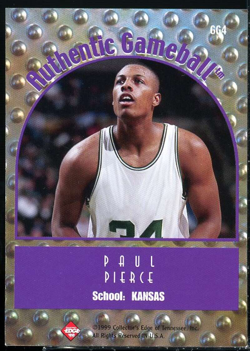 Paul Pierce Card 1999 Collector's Edge Rookie Rage Game Ball #GG4  Image 2