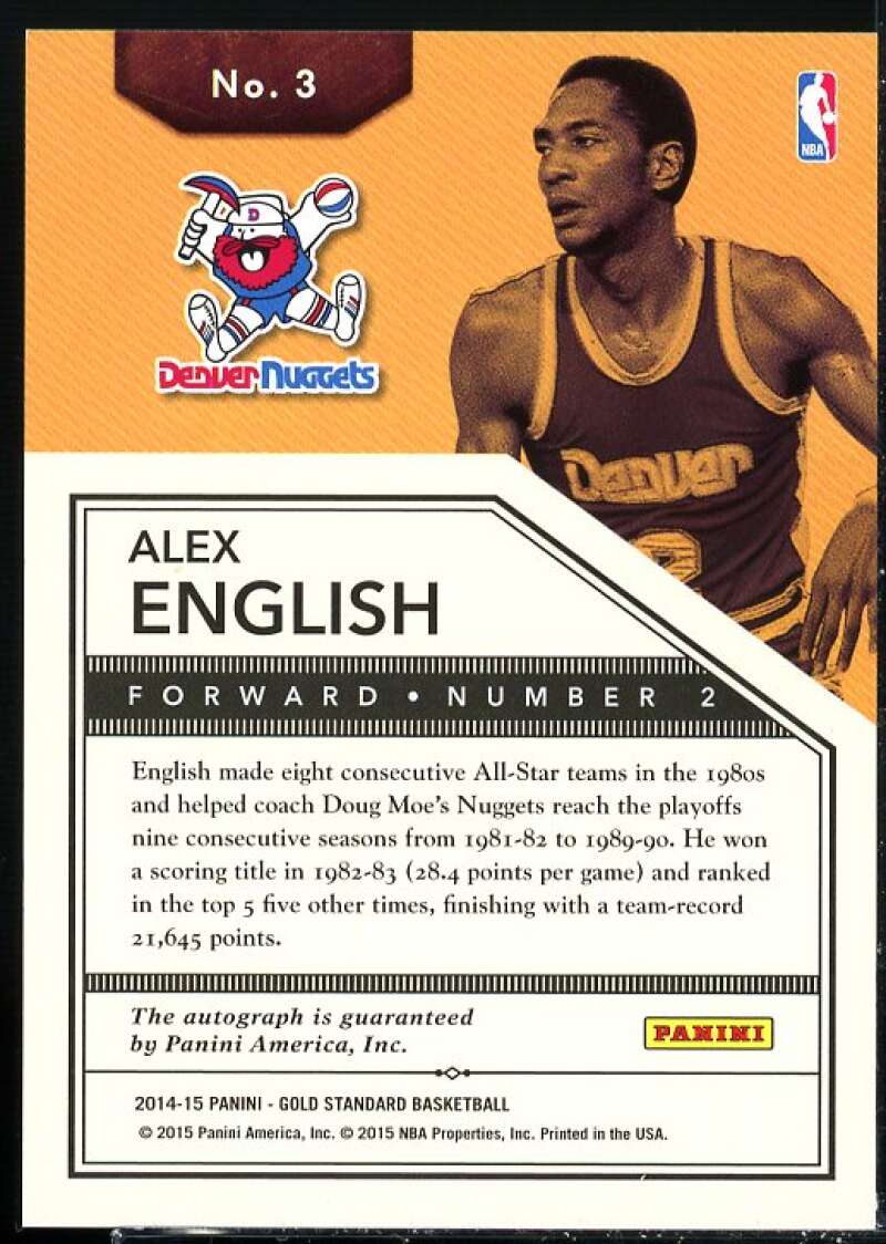 Alex English Card 2014-15 Panini Gold Standard Mother Lode Autographs #3  Image 2