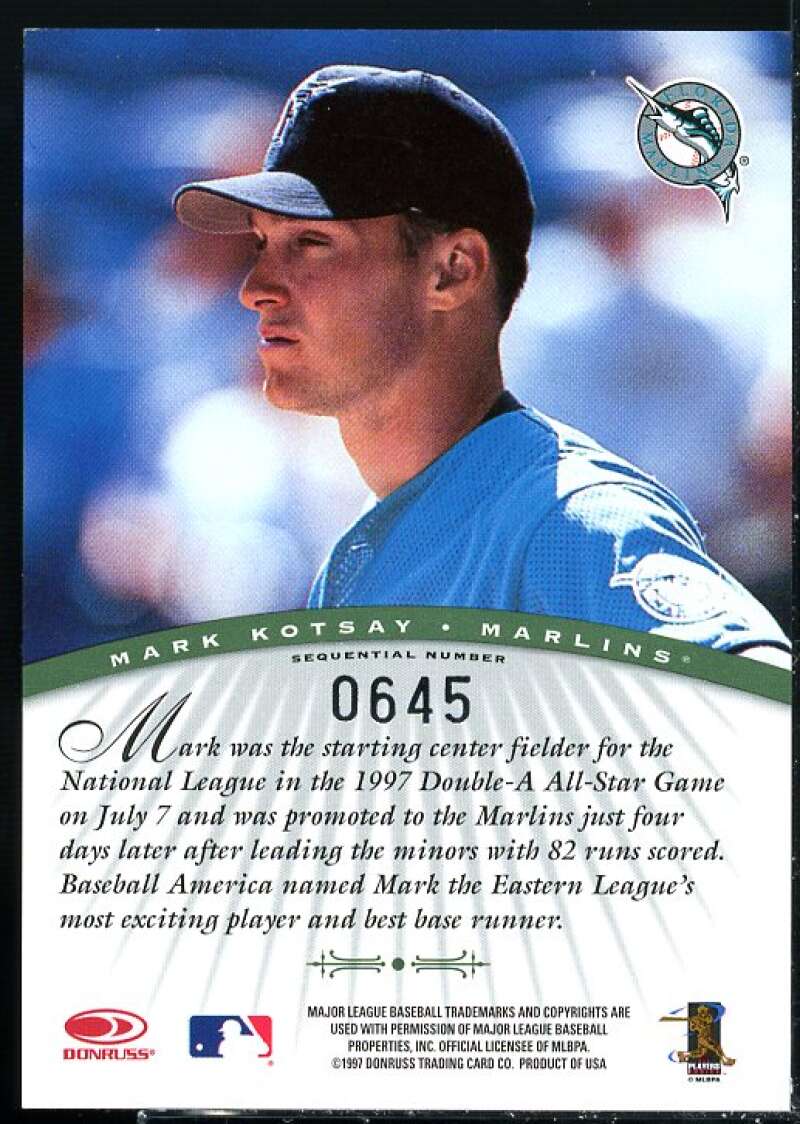 Mark Kotsay Card 1997 Donruss Signature Autographs Millennium #77  Image 2