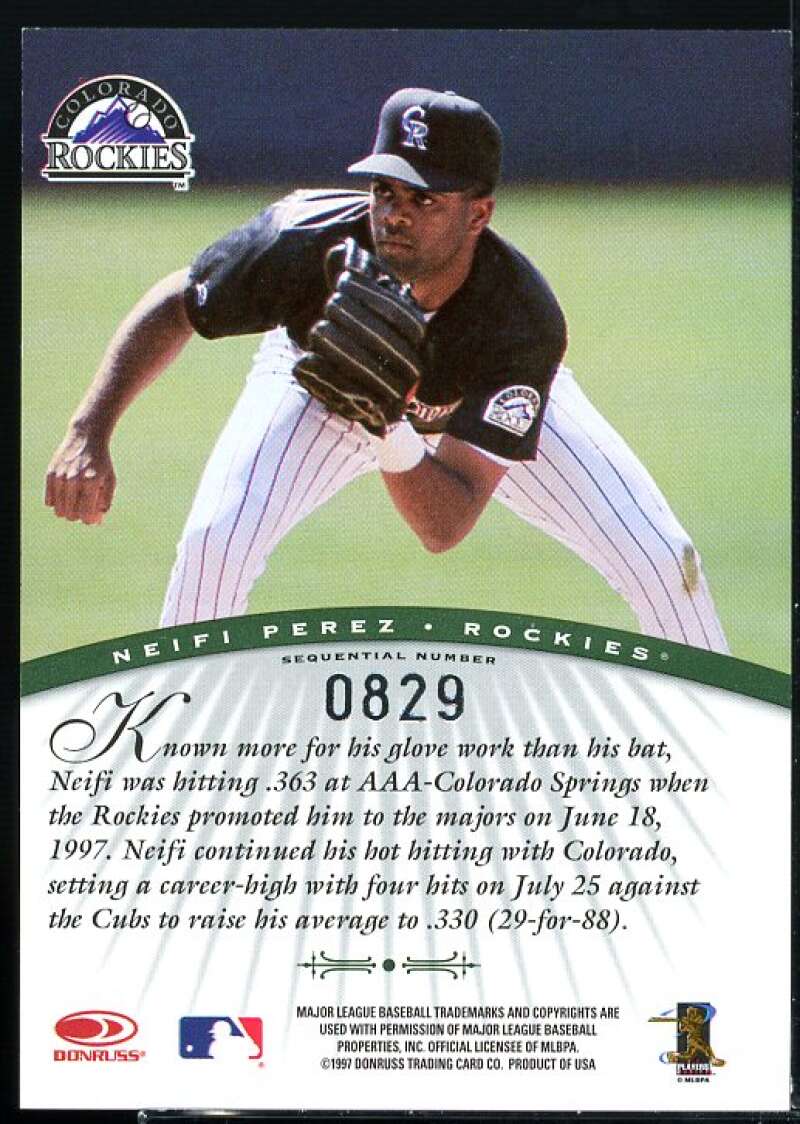 Neifi Perez Card 1997 Donruss Signature Autographs Millennium #97  Image 2