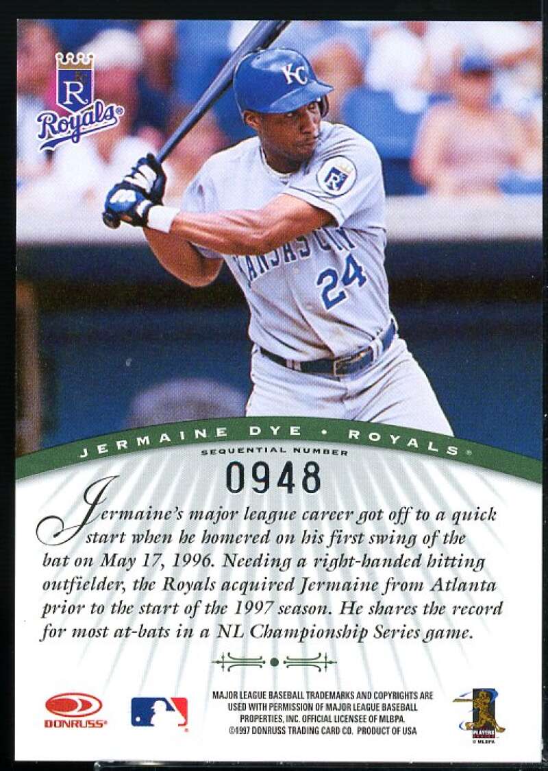 Jermaine Dye Card 1997 Donruss Signature Autographs Millennium #36  Image 2