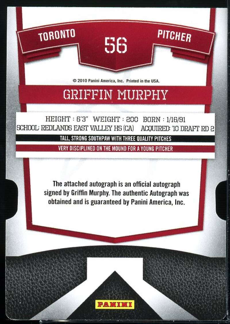 Griffin Murphy Card 2010 Donruss Elite Extra Edition Signature Aspirations #56  Image 2