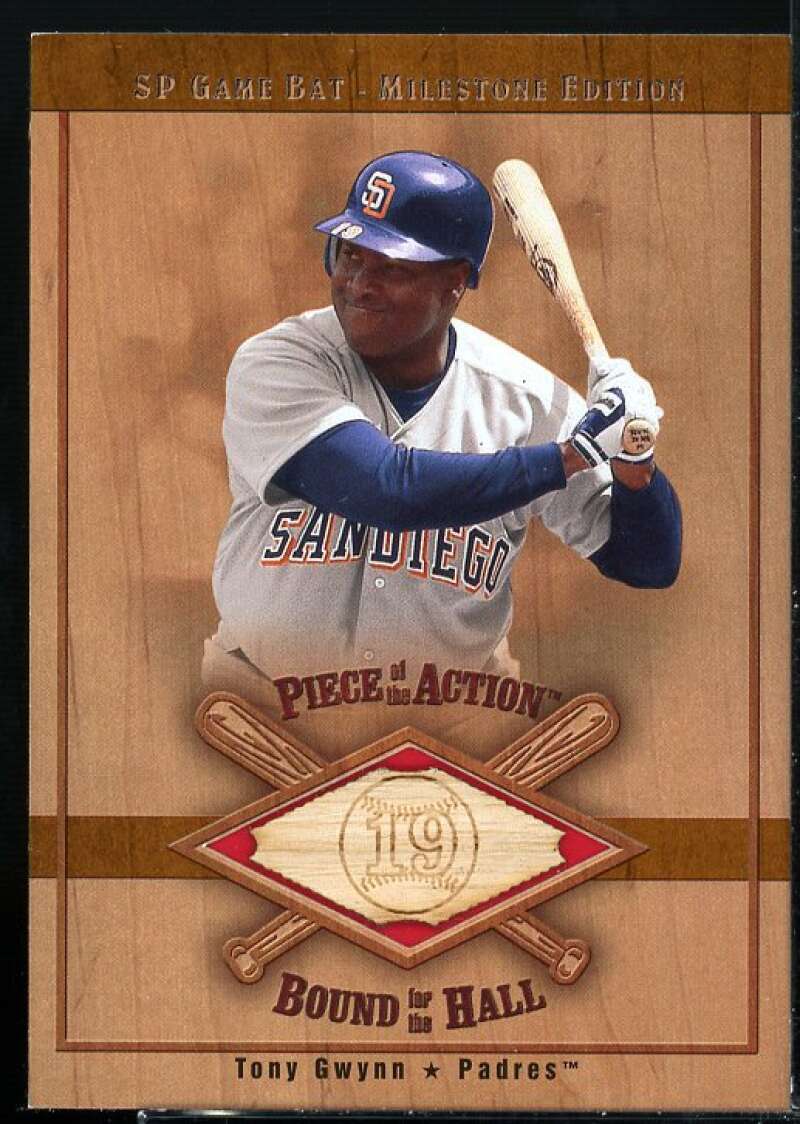 Tony Gwynn 2001 SP Game Bat Milestone Piece of Action Bound for the Hall #BTG  Image 1