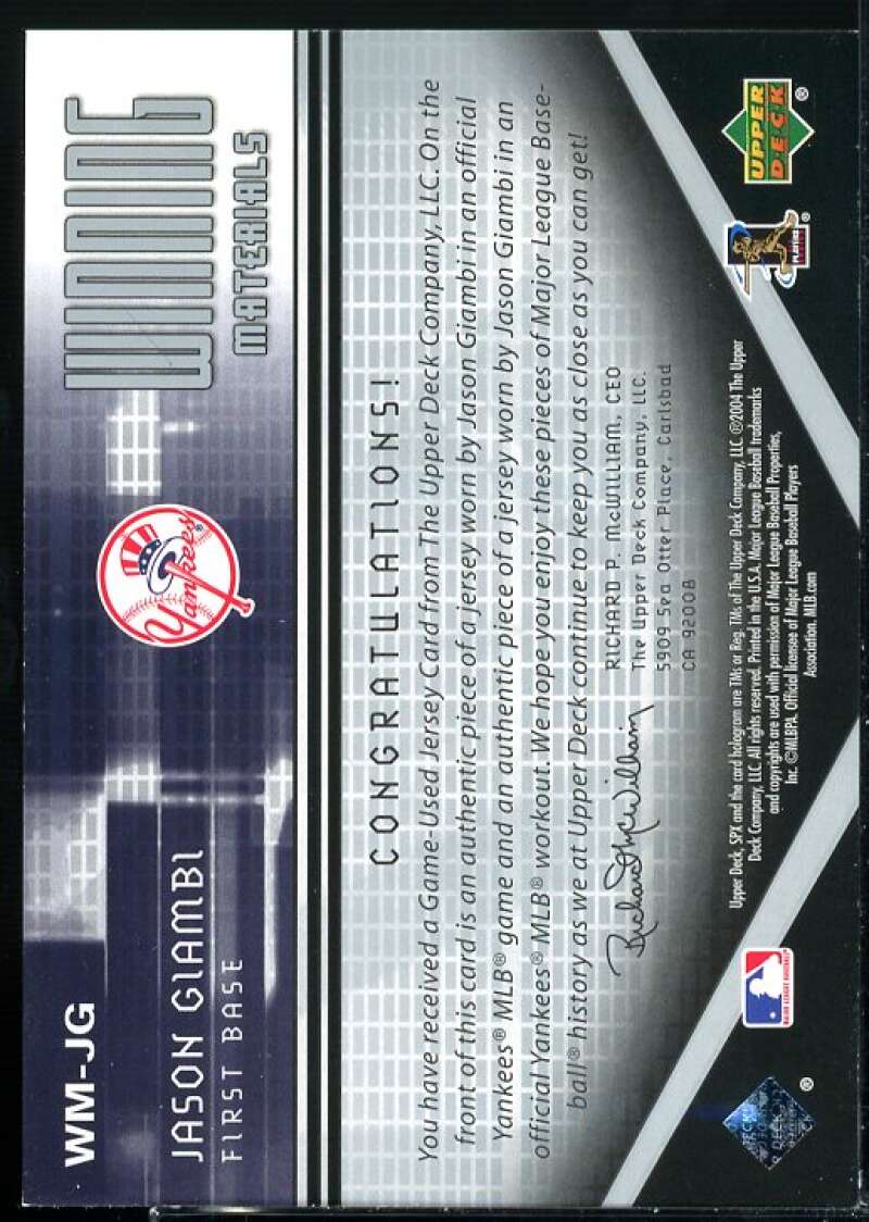 Jason Giambi Card 2004 SPx Winning Materials Dual Jersey #JG  Image 2