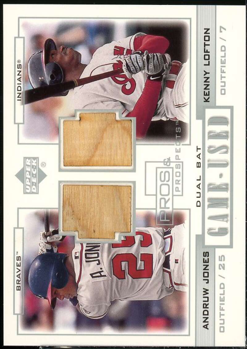 A Jones K Lofton Card 2001 Upper Deck Pros n Prospects Game-Used Dual Bat #PPJL  Image 1