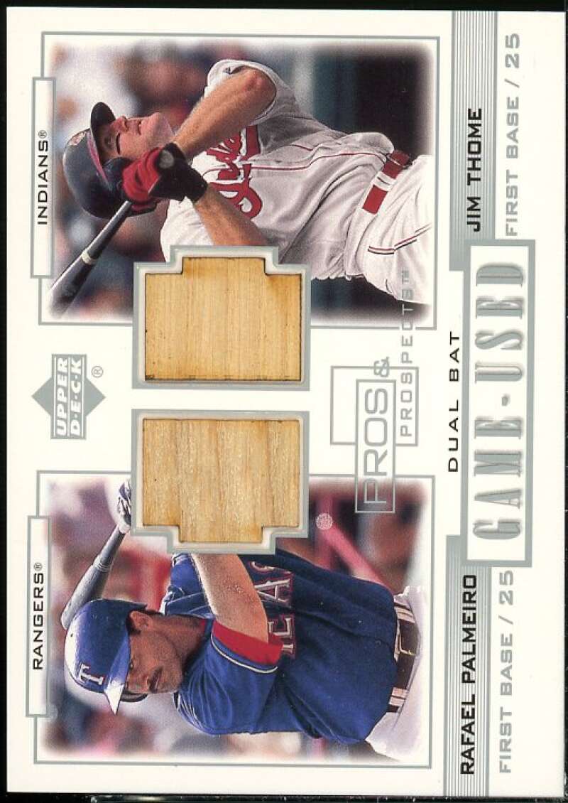 R Palmeiro J Thome 2001 Upper Deck Pros and Prospects Game-Used Dual Bat #PPPT  Image 1