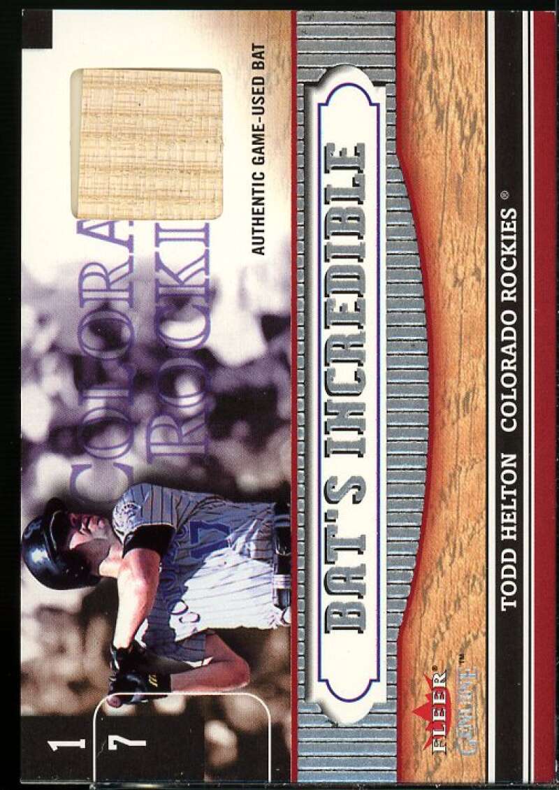 Todd Helton Card 2002 Fleer Genuine Bats Incredible Game Used #1