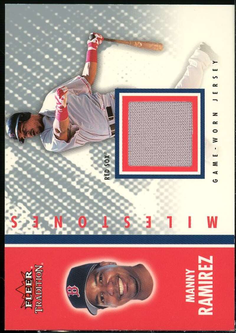 Manny Ramirez Card 2003 Fleer Tradition Update Milestones Game Jersey #MR  Image 1