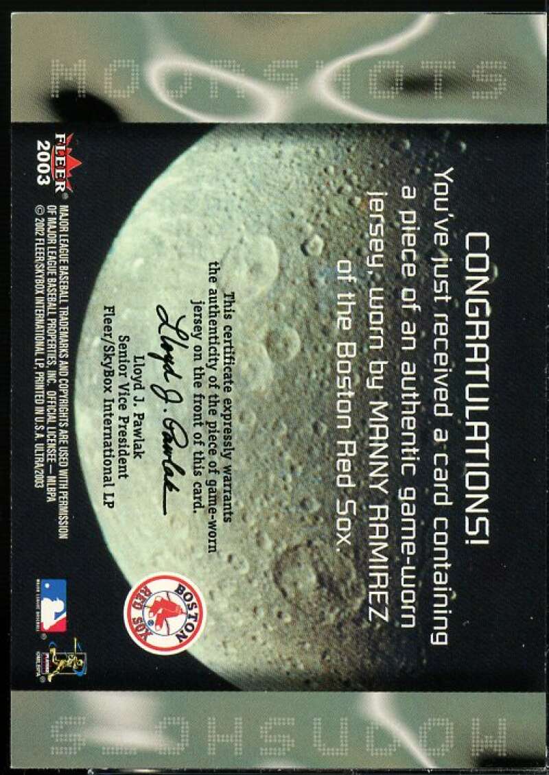 Manny Ramirez Card 2003 Ultra Moonshots Memorabilia #MR  Image 2