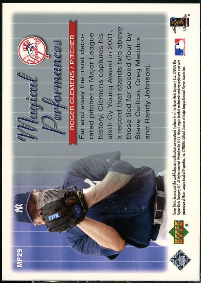 Roger Clemens Card 2004 Upper Deck Magical Performances #29  Image 2