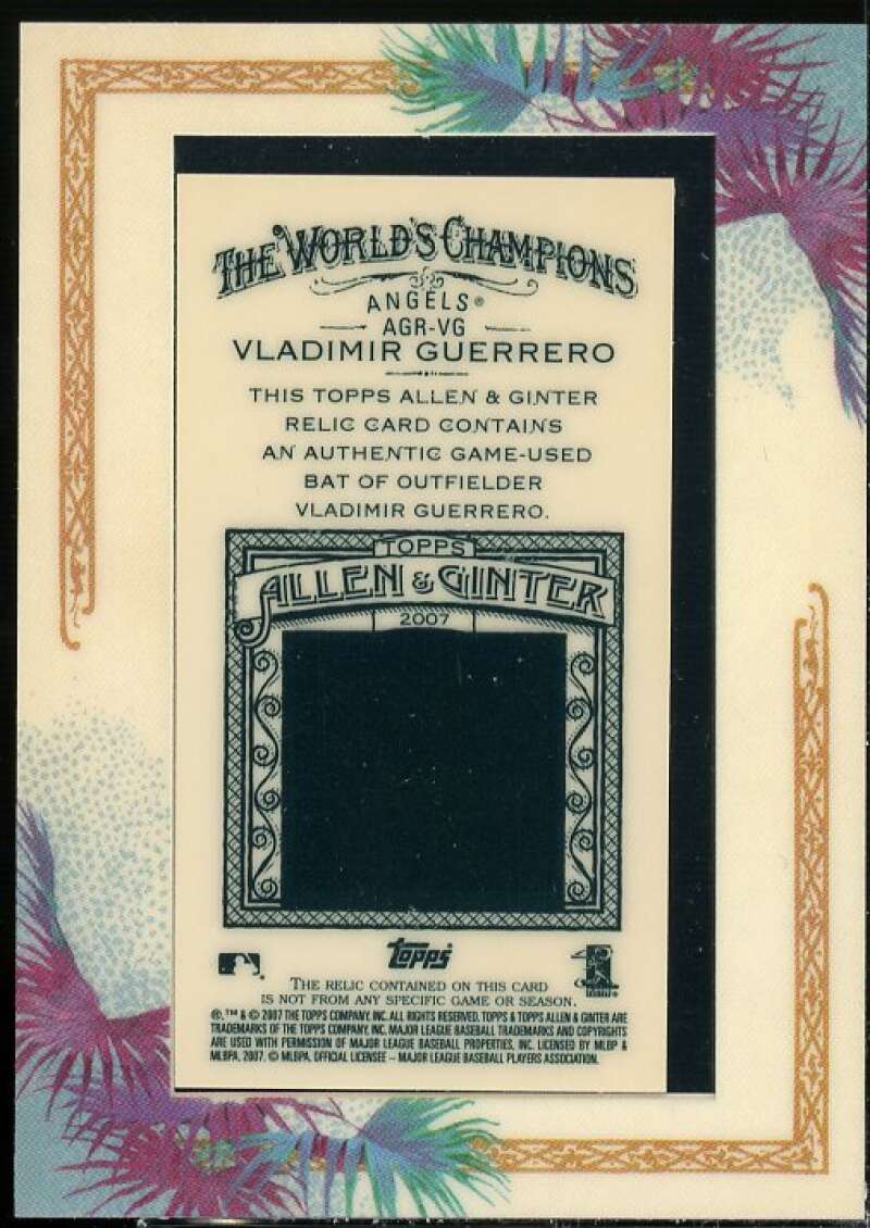 Vladimir Guerrero Card 2007 Topps Allen and Ginter Relics #VG  Image 2