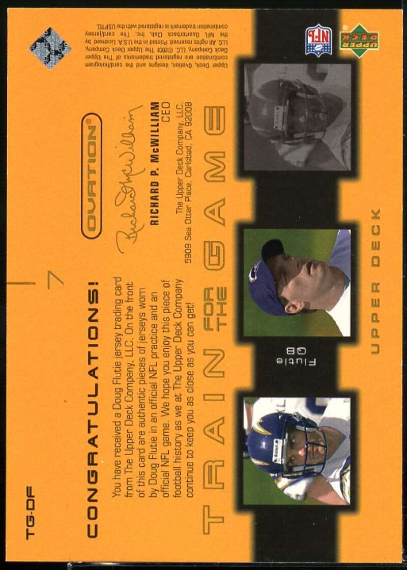 Doug Flutie Card 2001 Upper Deck Ovation Train for the Game Jerseys #TGDF  Image 2