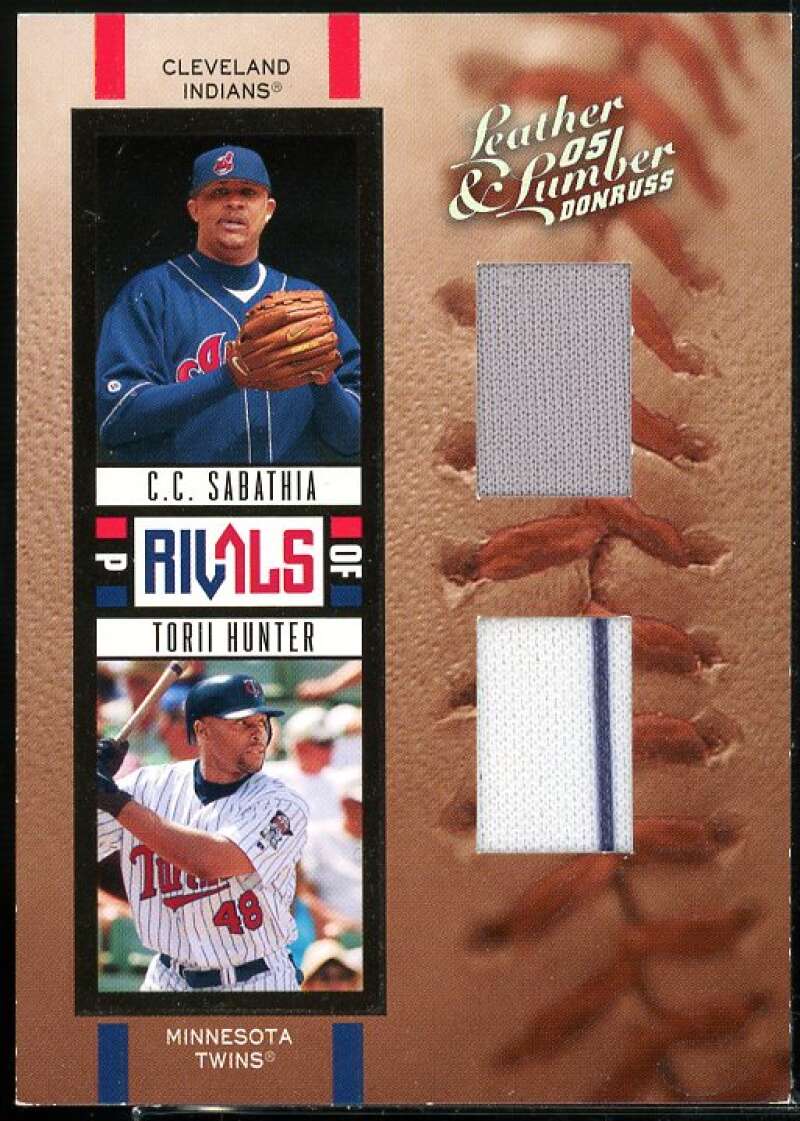 C.C. Sabathia Torii Hunter Card 2005 Leather and Lumber Rivals Jersey #9  Image 1