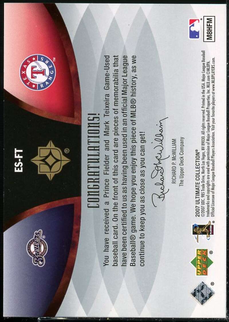 Fielder Teixeira 2007 Ultimate Collection Ultimate Ensemble Dual Swatches #FT  Image 2