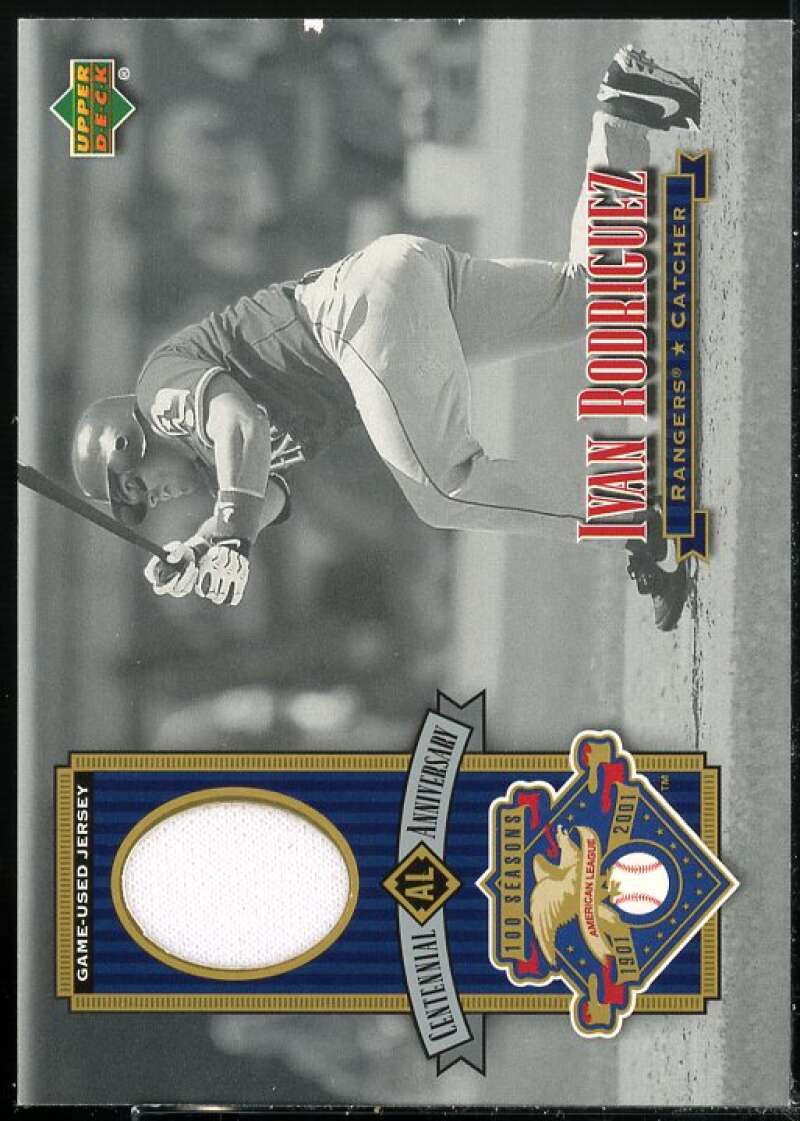 Ivan Rodriguez Card 2002 Upper Deck AL Centennial Memorabilia #ALJIR  Image 1