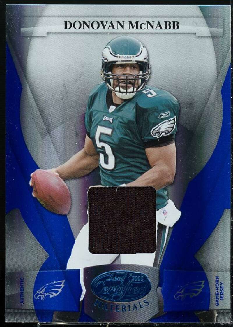 Donovan McNabb Card 2008 Leaf Certified Materials Mirror Blue Materials #107  Image 1