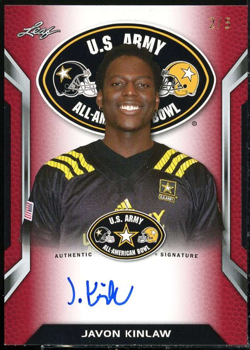 Javon Kinlaw Card 2016 Leaf Army All-American Bowl Tour Autographs Red #ATAJK1  Image 1