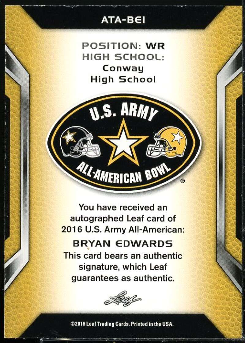 Bryan Edwards 2016 Leaf Army All-American Bowl Tour Autographs Black #ATABE1  Image 2