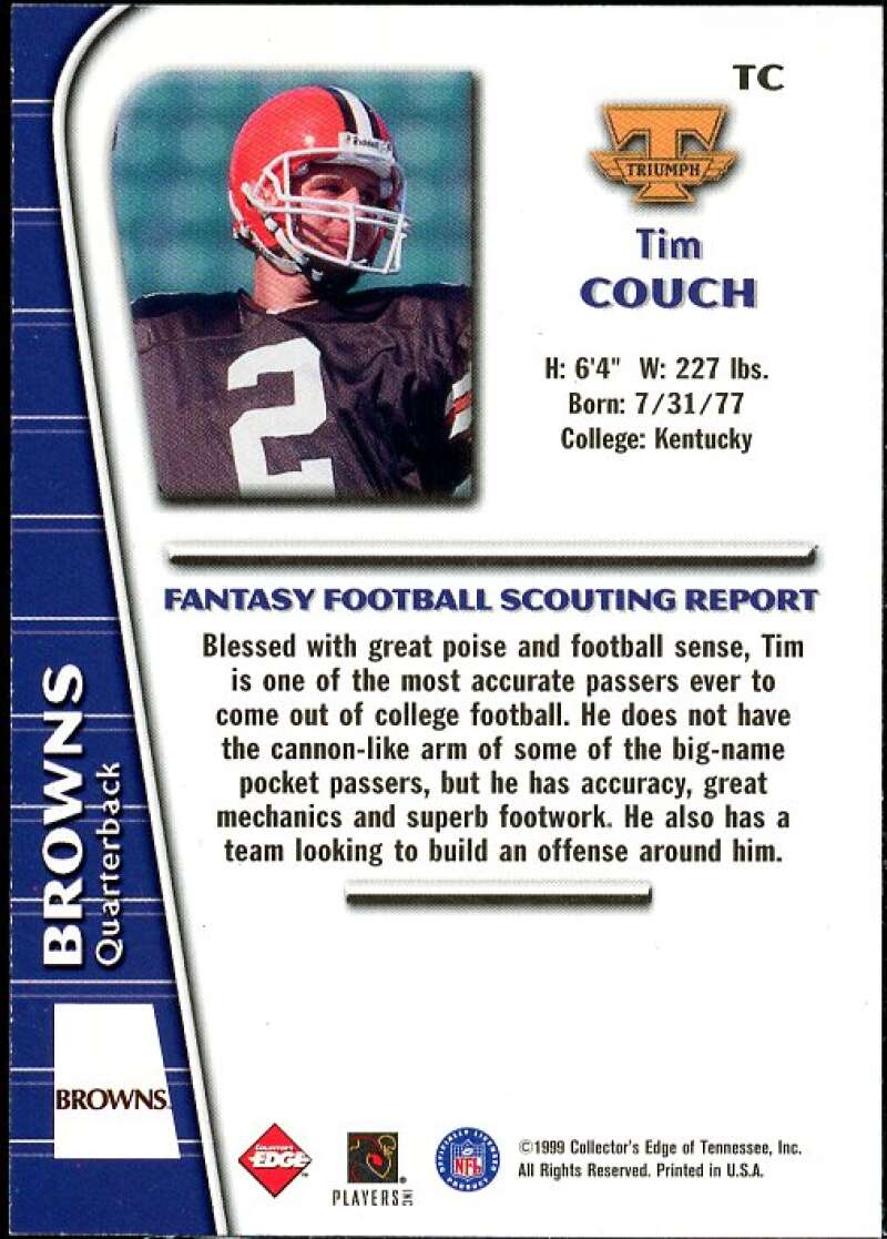 Tim Couch Card 1999 Collector's Edge Triumph Signed, Sealed, Delivered #TC  Image 2