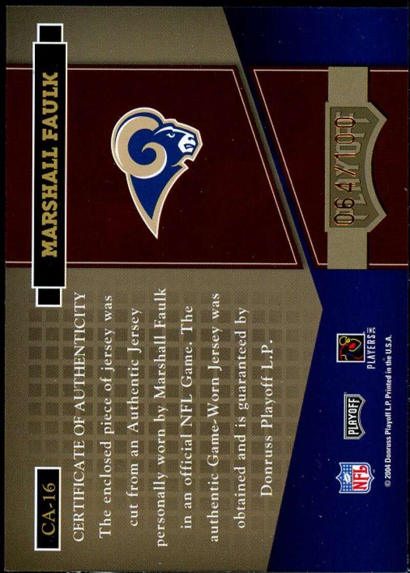 Marshall Faulk 2004 Absolute Memorabilia Canton Absolutes Jersey Bronze #CA16  Image 2