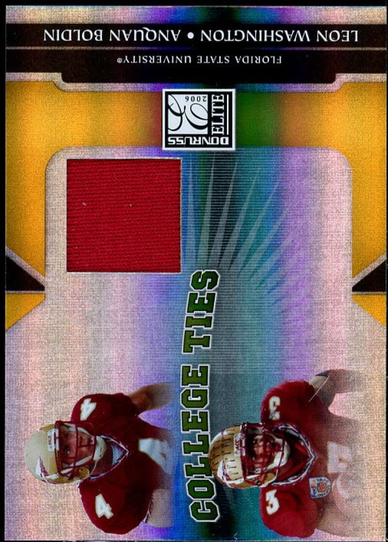 Anquan Boldin Leon Washington Card 2006 Donruss Elite College Ties Jerseys #3  Image 1