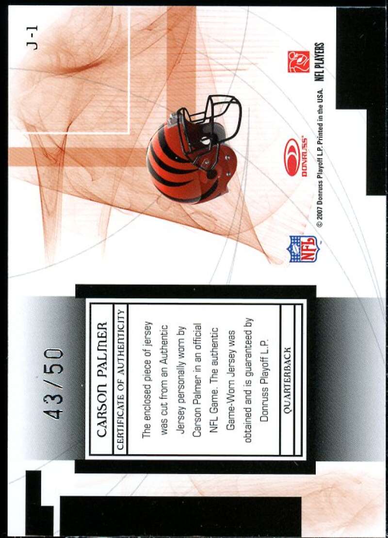 Carson Palmer Card 2007 Leaf Limited Jumbo Jerseys Team Logo #1  Image 2