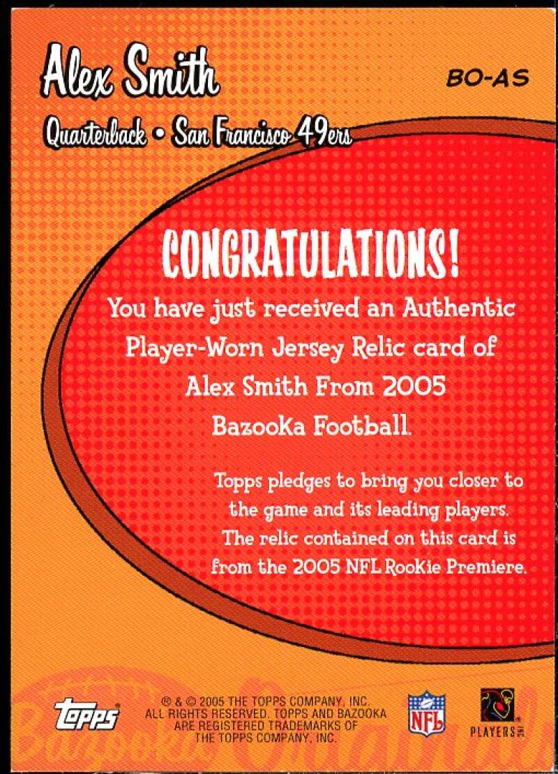 Alex Smith Card 2005 Bazooka Originals Jerseys #BOAS  Image 2