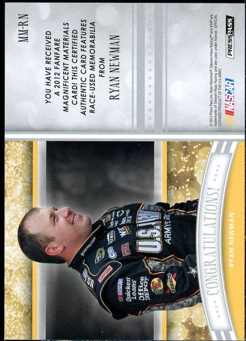 Ryan Newman Card 2012 Press Pass Fanfare Magnificent Materials #MMRN  Image 2